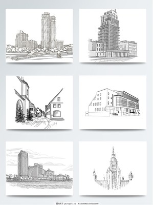 手繪簡筆畫 城市高樓建筑插畫的藝術魅力